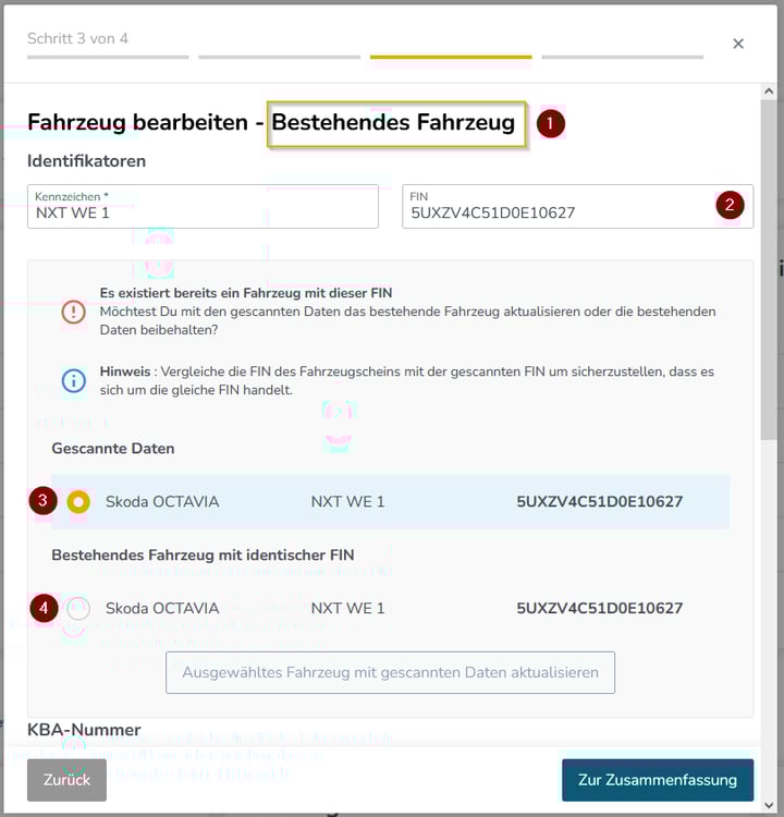 Bestehendes Fahrzeug