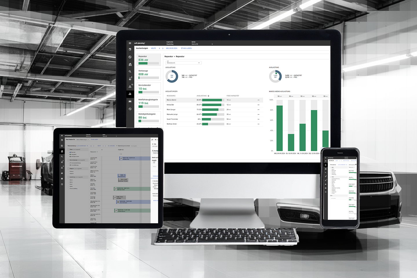 NET + soft-nrg Termine planen, Fahrzeuge annehmen und Freigaben klären